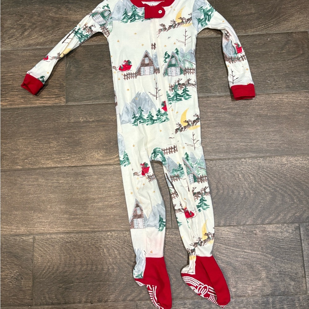 Burt's Bees Festive Cabin Kids Footie - Red and Cream